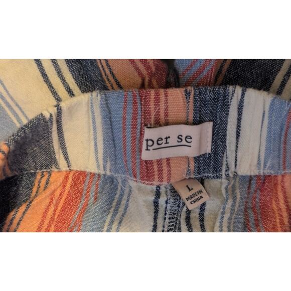 Per Se Lenin Shorts – Size Large – Cream with Orange & Blue Stripe – EUC - Picture 2 of 3